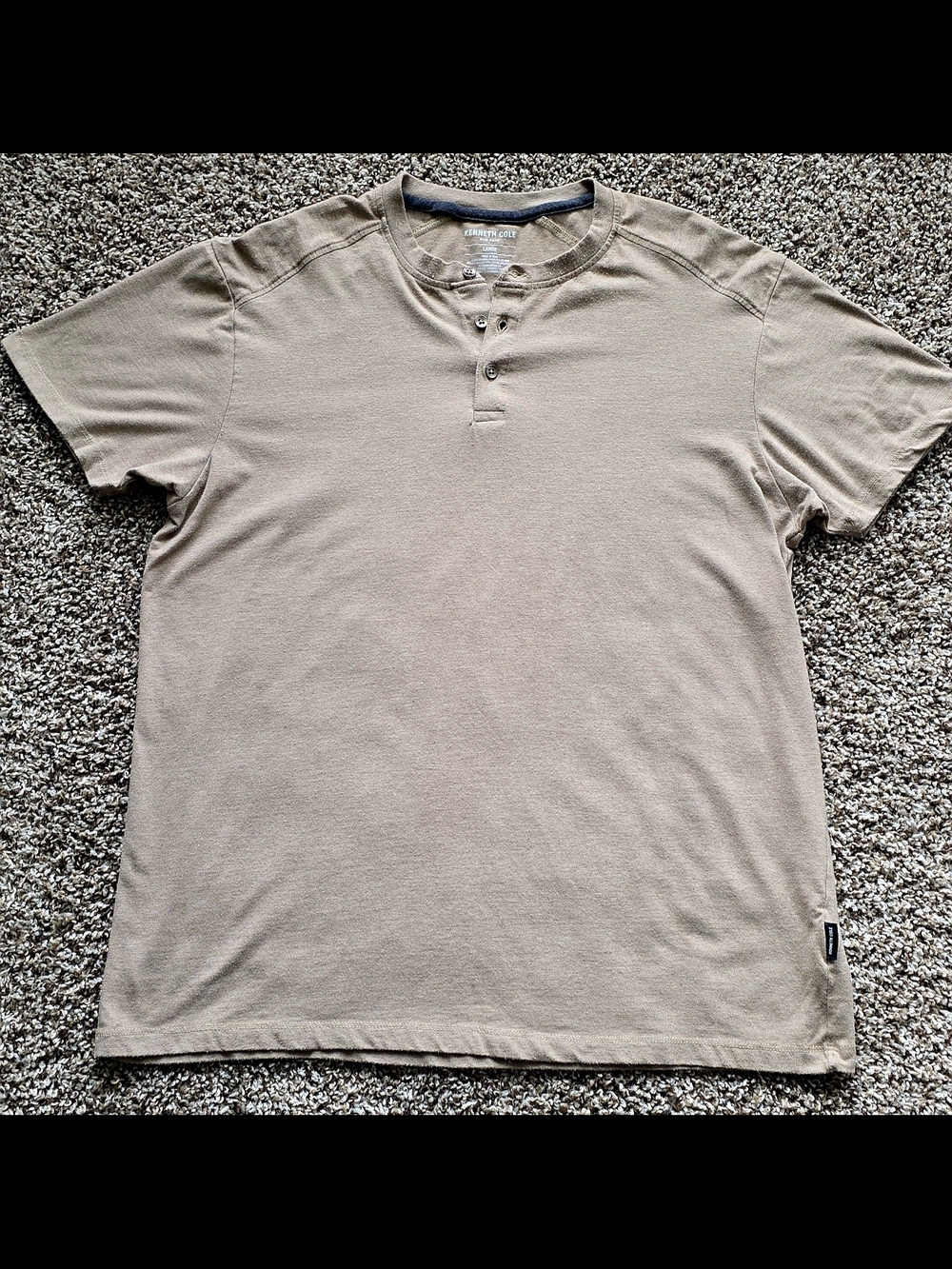 Kenneth Cole New York Mens Brown Short Sleeve Henley T Shirt Size Large